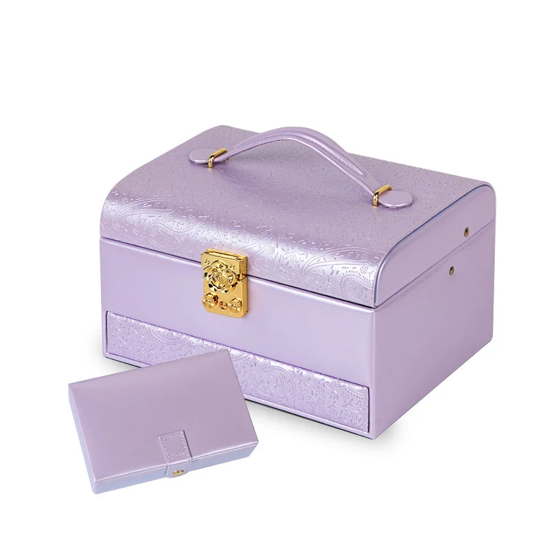 3-Layer Jewelry Storage Box with Lock for Women Watch