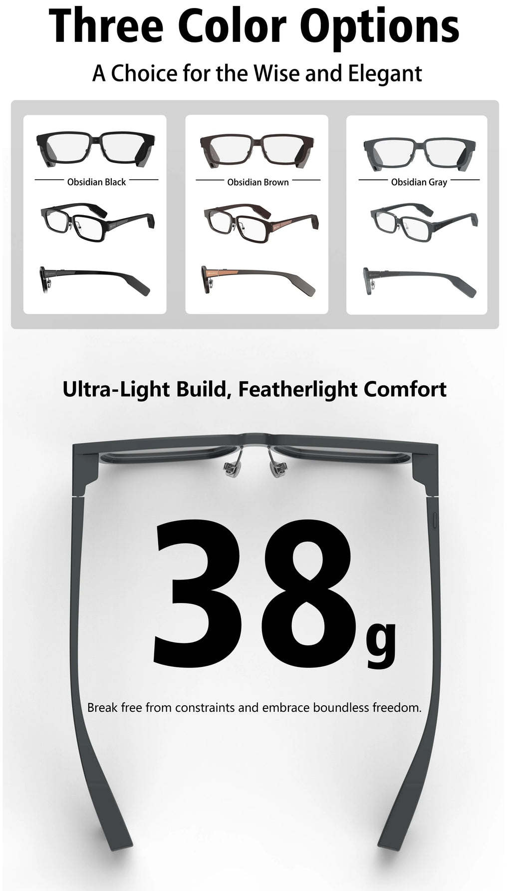G3 Smart AR Glasses  Diffractive Waveguide, Dual Display, AI Translator, Bluetooth 5.3, 2500 Nits, 38g
