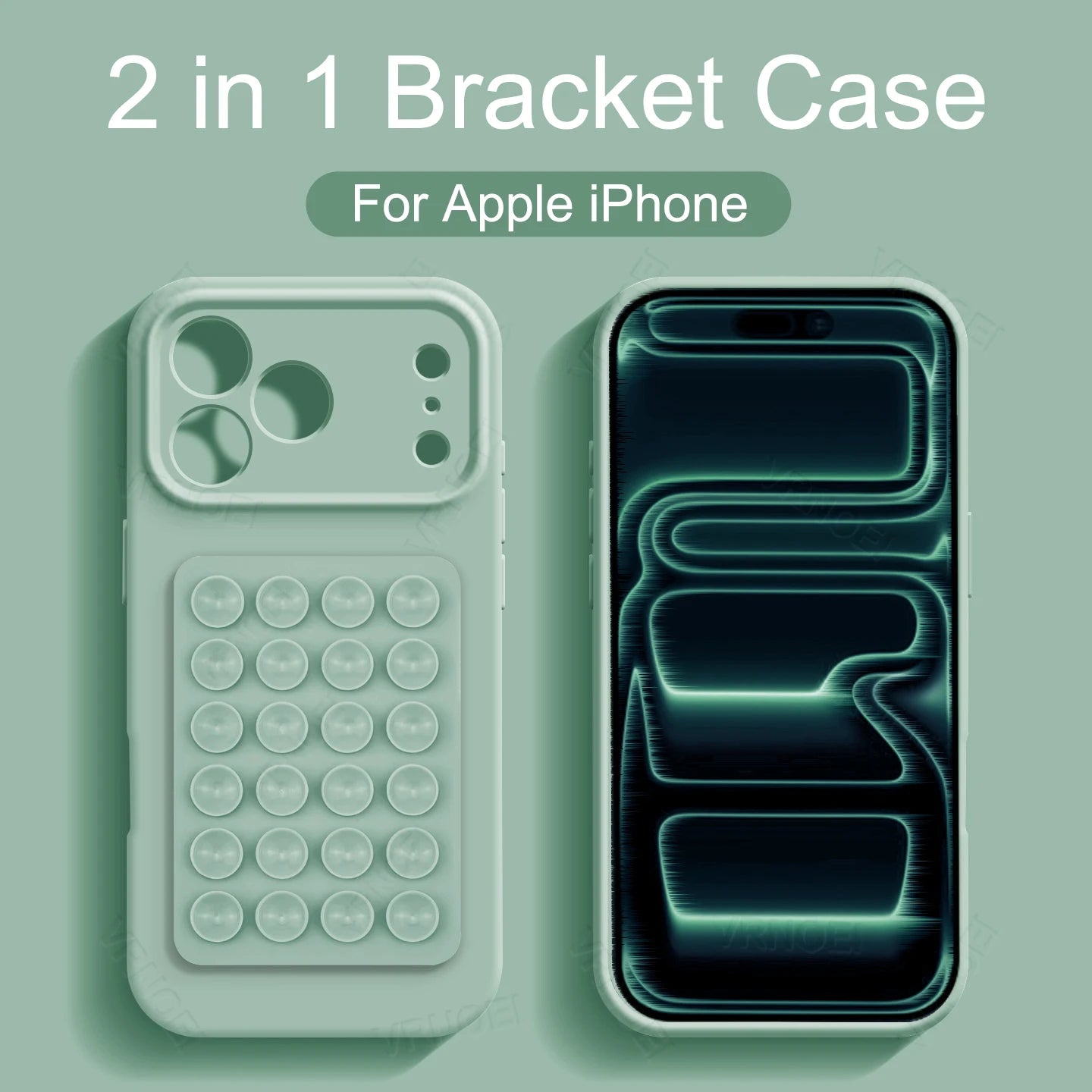 Silicone Suction cup holder case For iPhone 17 14 12 11 13 15 16 Pro Max Solid Color Cover For 16 15 14 Plus Air Accessories