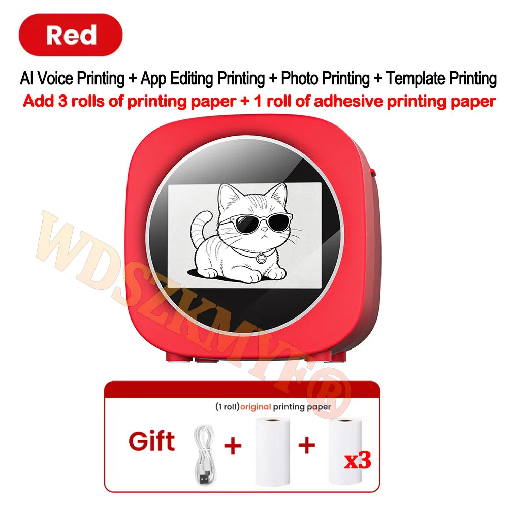 New AI Sticker Box AI Voice Activated Sticker Maker for Kids Instant Inkless Thermal Printer with Push-to-Talk Image Generation