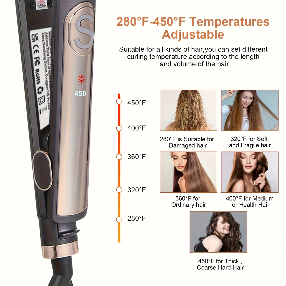 Professional Hair Straightener Curling Iron Ceramic Plate Negative Ion Plate Even