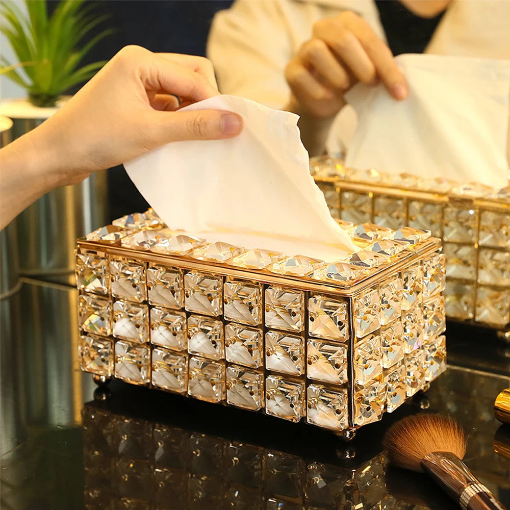 Bedroom Office Hotel Cafe Coffee Bar Napkin Box Crystal Cube Tissue Box European-style Napkin Dispenser Square