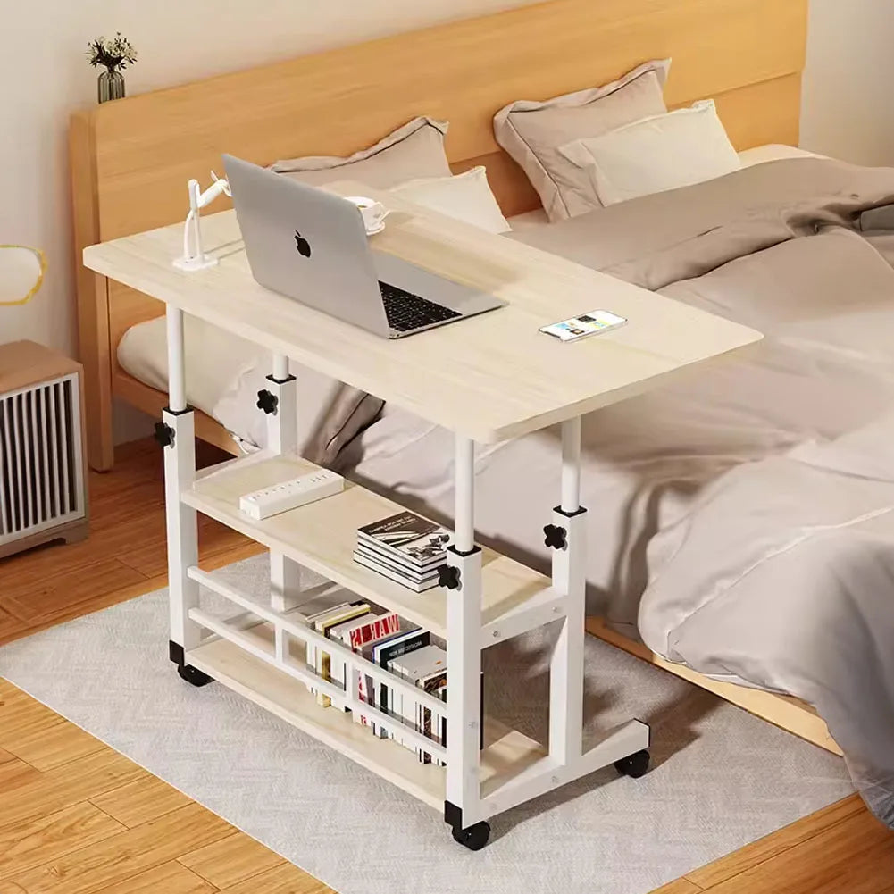 Height Adjustable Mobile Table Overbed Desk with Wheels Multi Color