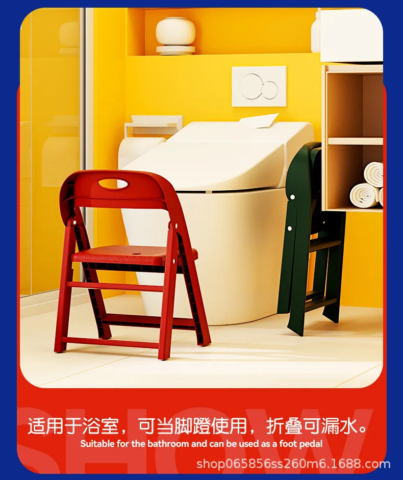 Folding Back Chair Small Bench Household Children's Non-slip Stool Thickened Living Room Shoe Changing Stool Kindergarten Chair