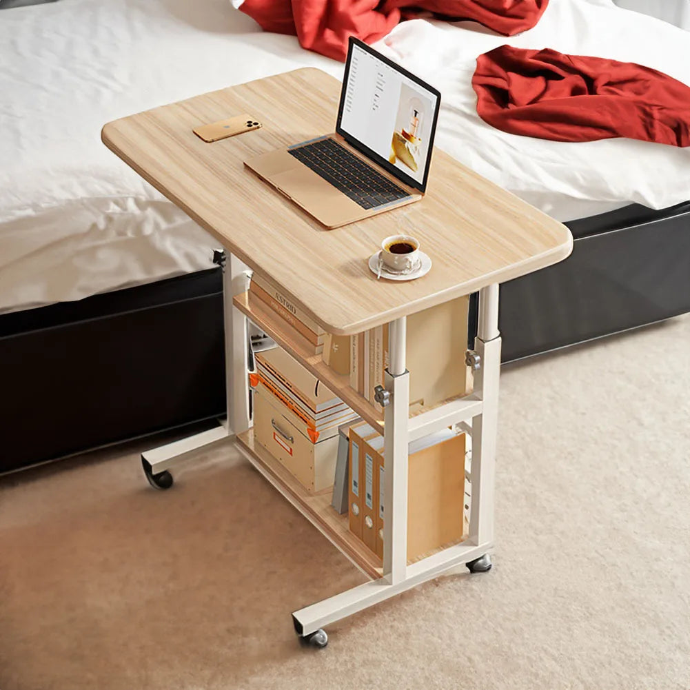 Height Adjustable Mobile Table Overbed Desk with Wheels Multi Color