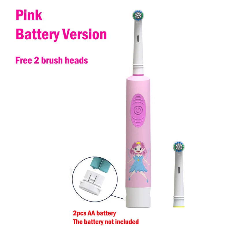 Kids Electric Toothbrush Soft Bristle Colorful Cartoon Rounded Vibrate Heads Teeth Brush Gum Care Battery Power 3-15 Years Old