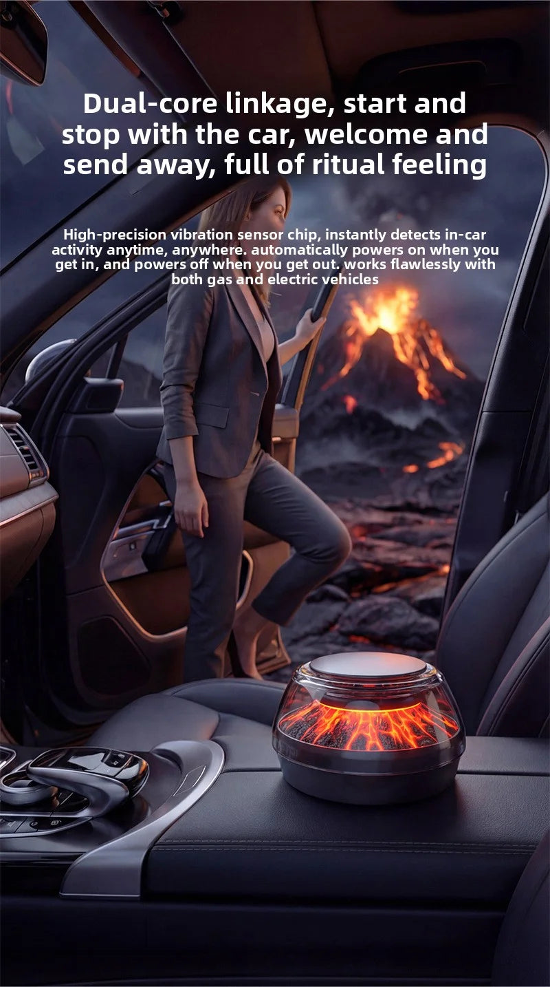 360° View Mirror Mount Volcanic Iceberg Car Diffuser - Air Purifying, Solar Powered, Forest & Floral Scents, Elegant Auto Decor
