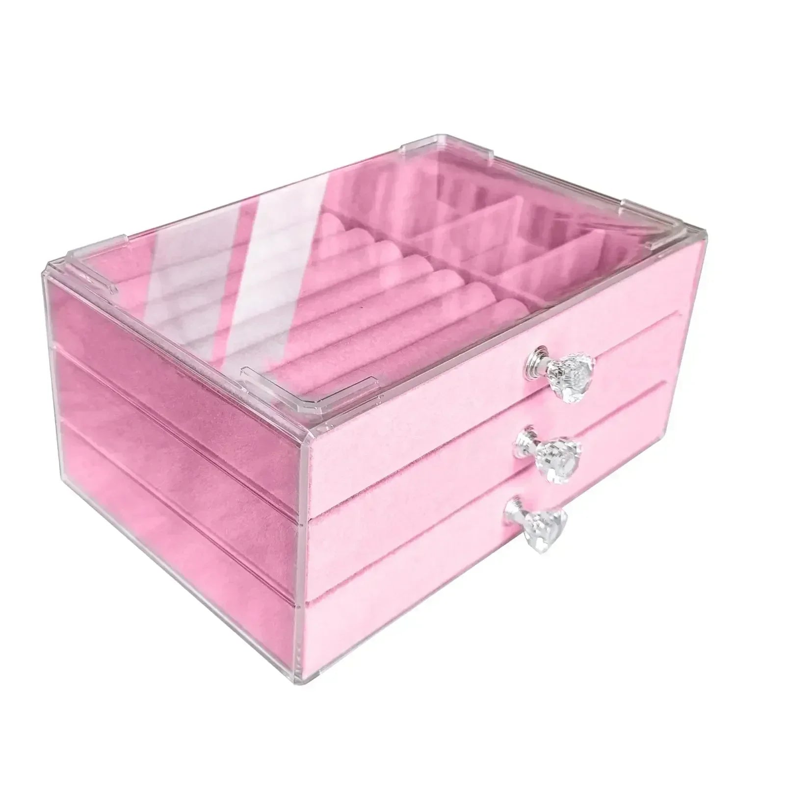 1PC Stackable 3 Layers Drawer Style Jewelry Box Beige Gray Desktop Storage Organizer for Earrings Rings Necklaces Bracelets