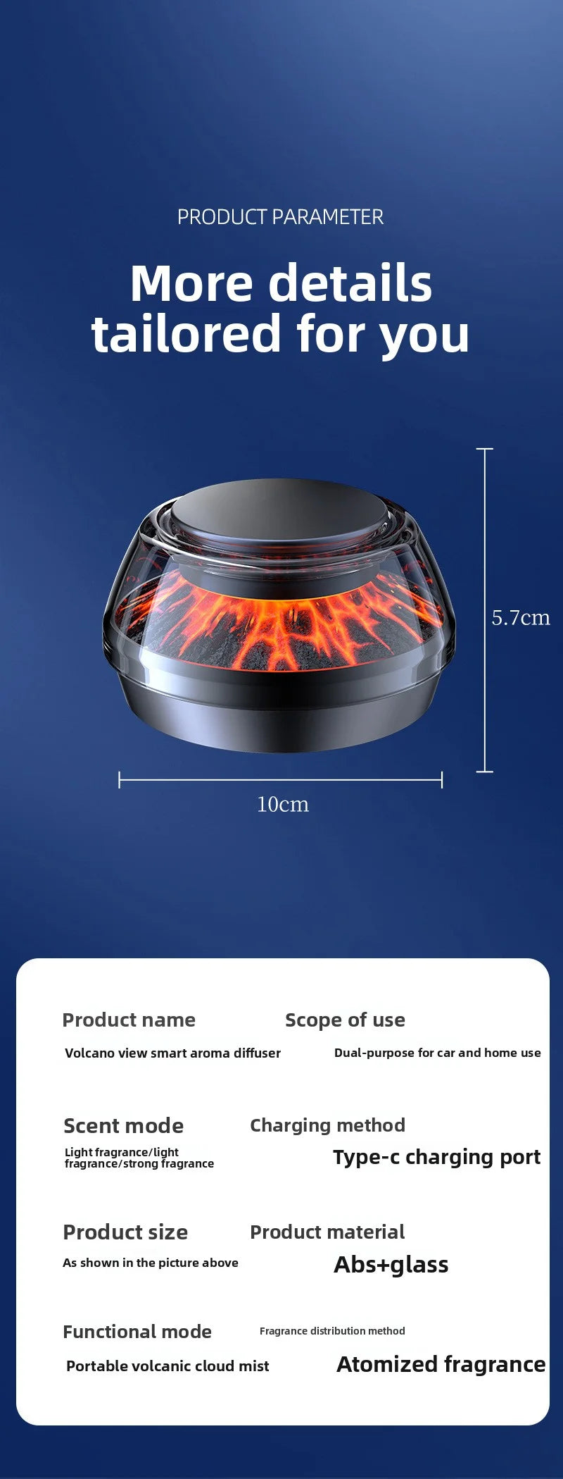 360° View Mirror Mount Volcanic Iceberg Car Diffuser - Air Purifying, Solar Powered, Forest & Floral Scents, Elegant Auto Decor