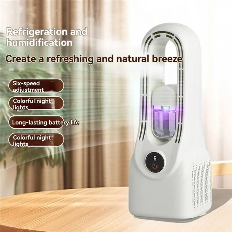 AEF3-3000Mah USB Fan Air Cooler Portable Humidifier Air Adjustment Fan Office Car Fan Bladeless Fan