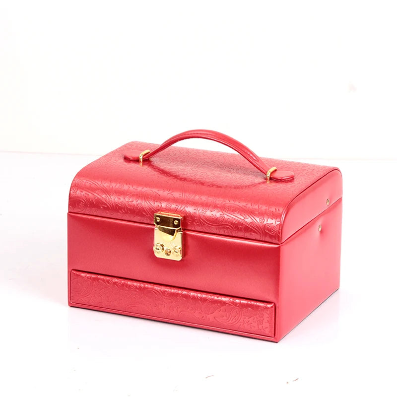 3-Layer Jewelry Storage Box with Lock for Women Watch