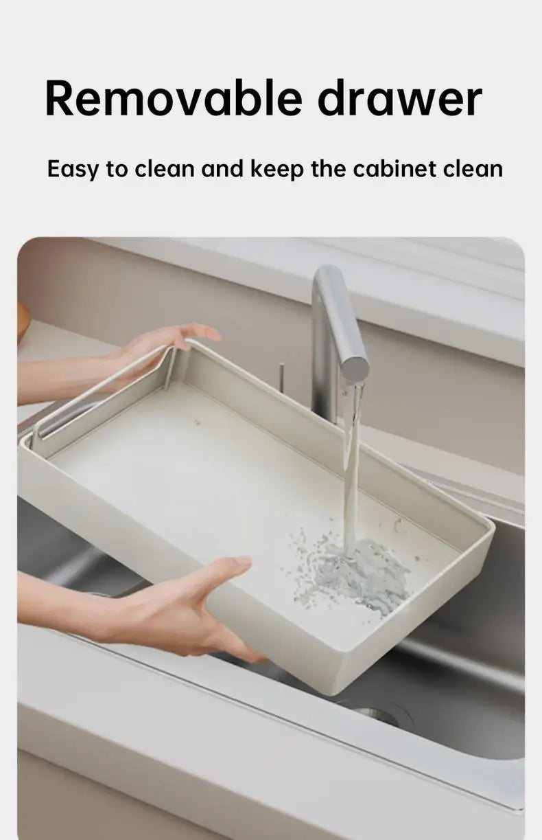 Kitchen Storage metal holdetr with Slide Rails Pull-out Drawer Storage Tray Spice Storage Rack Cabinets Organizer