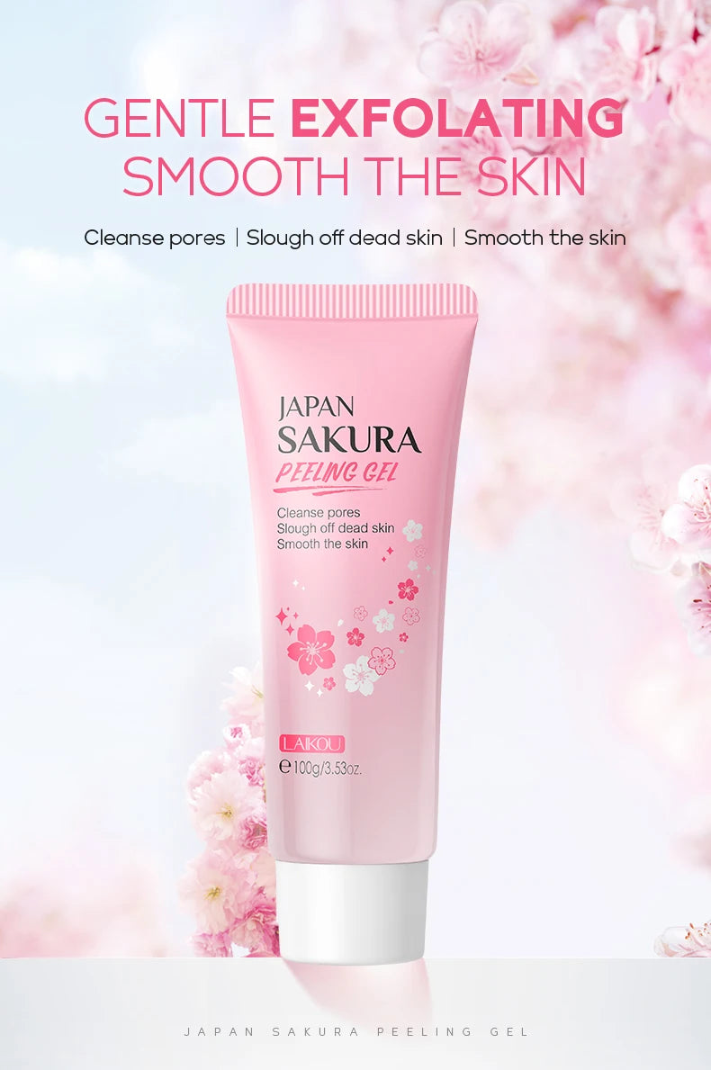 LAIKOU Japan Sakura Peeling Gel Gentle Exfoliating Dead Skin Remover Brightening Face Scrub