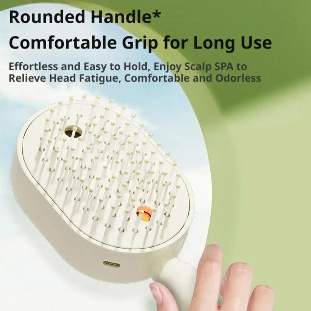 HOT Electric Spray Hair Comb Air Cushion Massage 3 in 1 Self Cleaning Steam