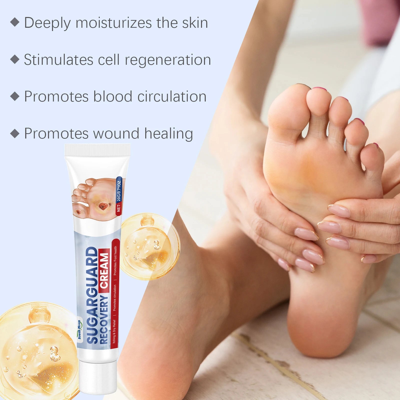 Diabetic Foot Cream Soothes Discomfort Relief Feet Ulceration Stabilizes Blood Sugar Level Health Diabetics Treatment Ointment