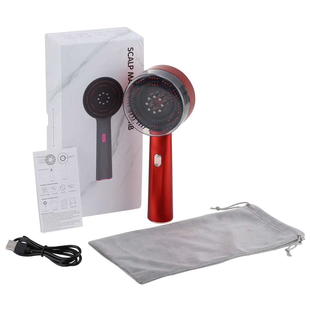 Electric Vibration Scalp Massager & Advanced Red Light Hair Growth Brush