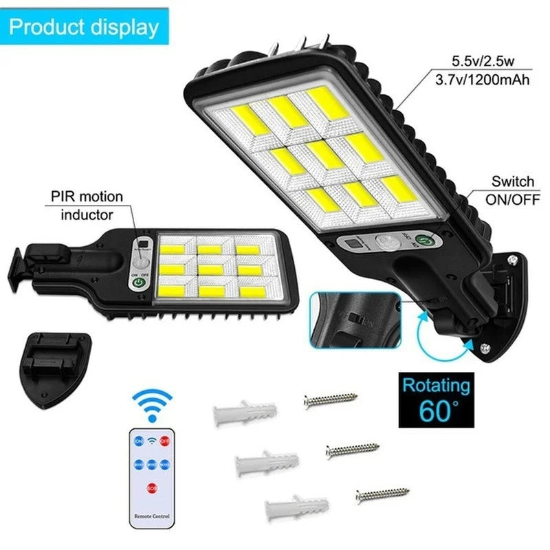 Solar Lights Outdoor 3 Modes 108COB Waterproof Street Lamp