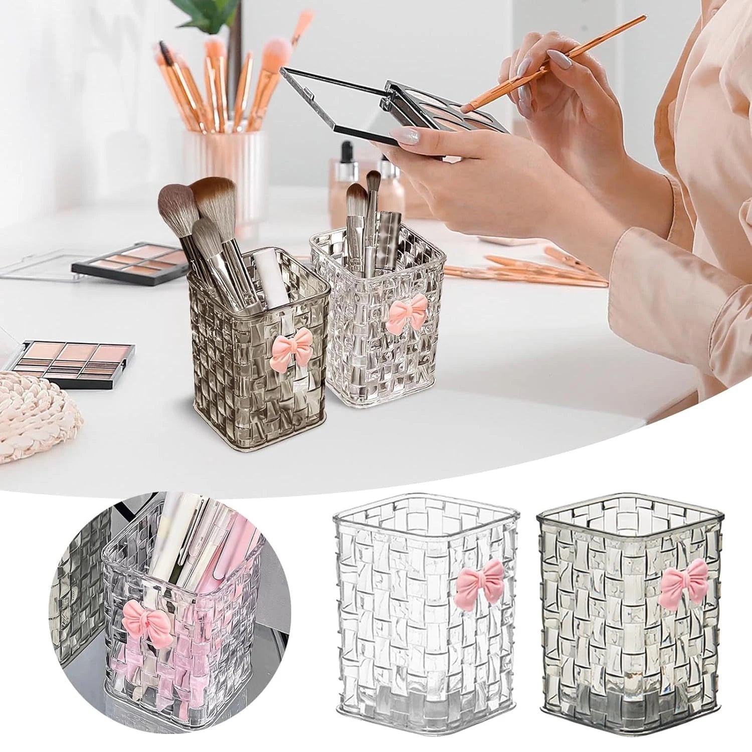 Clear Acrylic Makeup Brushes Storage Box Desk Cosmetic Organizer Lipstick Storage Nail Polish Display Stand Rack Jewelry Case