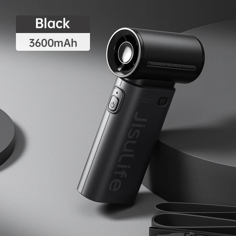 JISULIFE Handheld Turbo Fan, Super Strong Wind, 5 Speeds, Long Battery Life, 5000mAh USB Rechargeable, Multipurpose Pocket Fan
