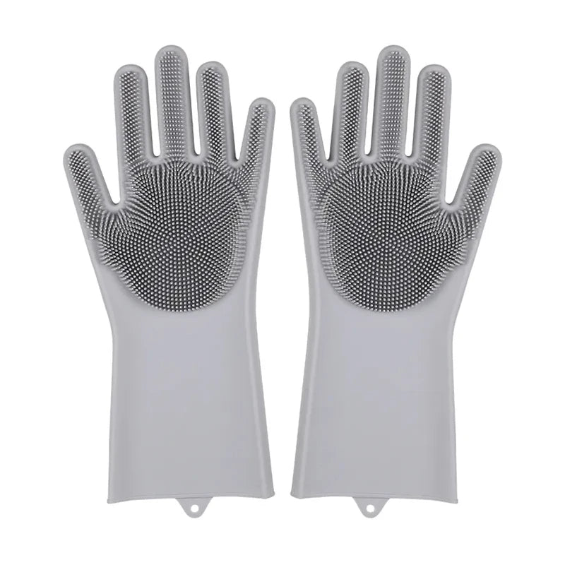 1Pair Dishwashing Cleaning Gloves Magic Silicone Scrub Rubber Dish Washing Glove Reusable Sponge Gloves Kitchen Cleaning Tools