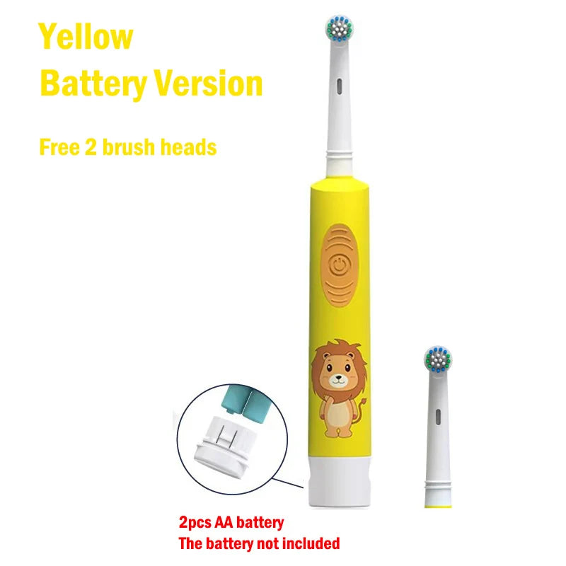 Kids Electric Toothbrush Soft Bristle Colorful Cartoon Rounded Vibrate Heads Teeth Brush Gum Care Battery Power 3-15 Years Old
