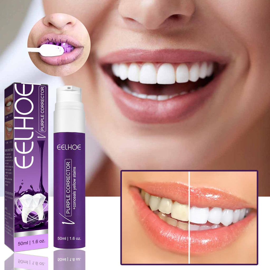 Purple Whitening Toothpaste Brightness Reduce Yellowing Teeth Whitening Colour Corrector Correct Yellow 50ml for Sensitive Teeth