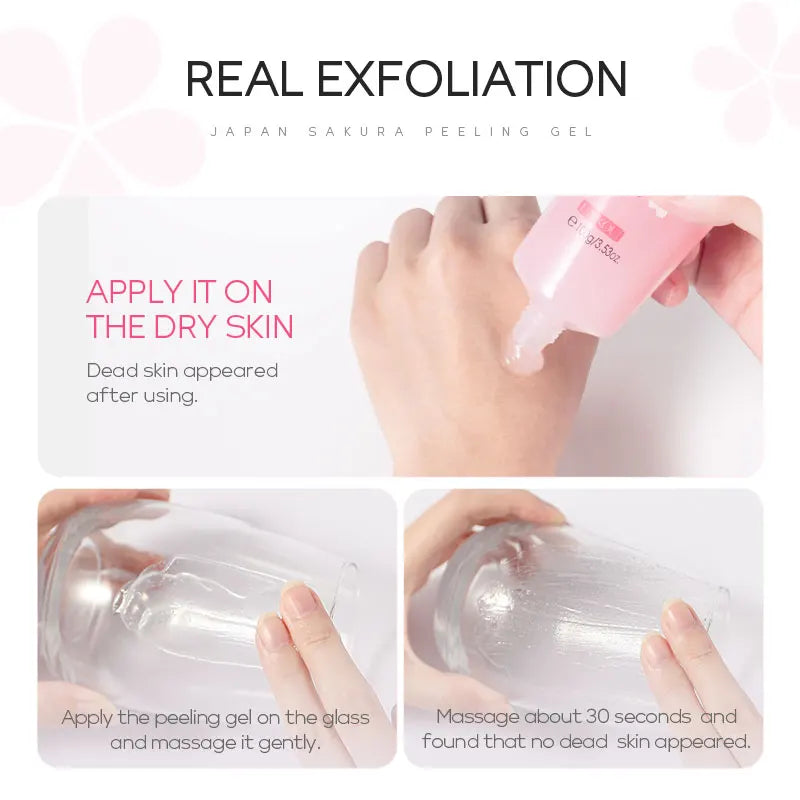 LAIKOU Japan Sakura Peeling Gel Gentle Exfoliating Dead Skin Remover Brightening Face Scrub