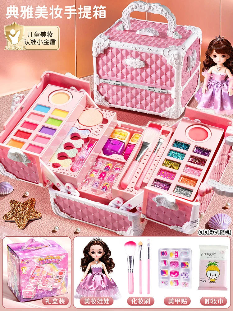 Kids Washable Makeup Girl Toys - Kids Makeup Kit for Girl, Real Make Up Set, Little Girls Makeup Kit for Toddler Kid Children Pr