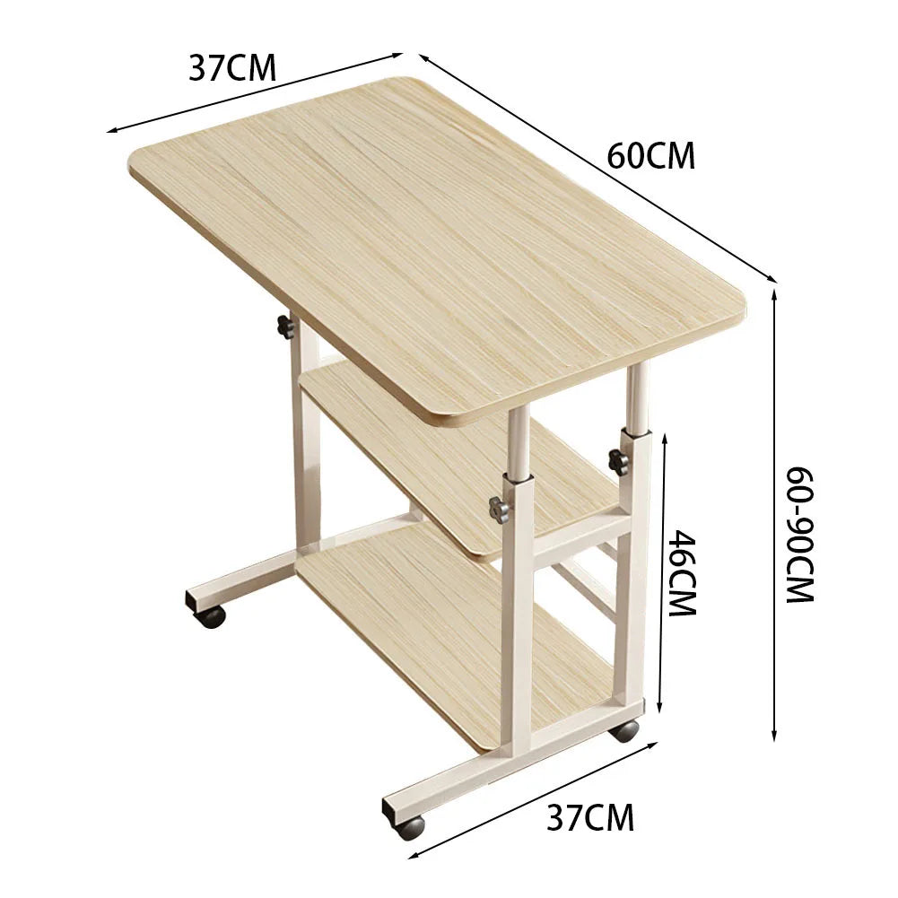 Height Adjustable Mobile Table Overbed Desk with Wheels Multi Color