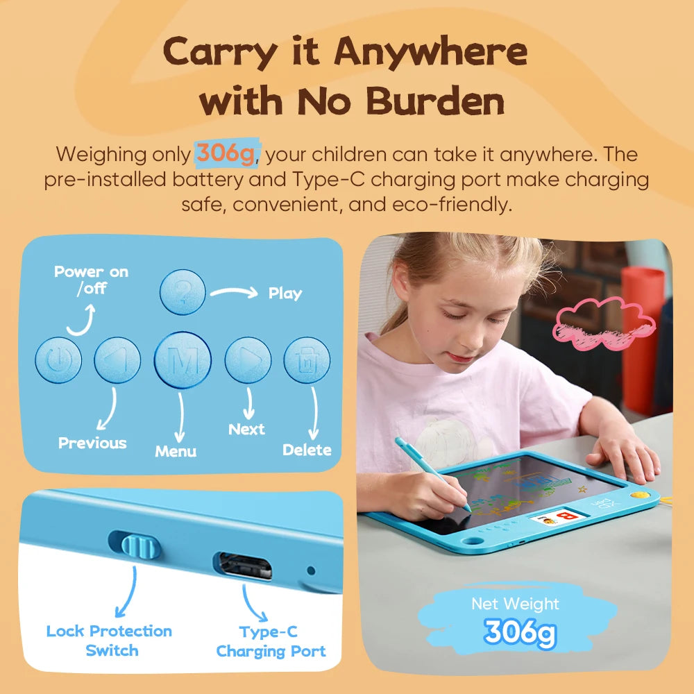 Children's Gifts XPPen Pink/Blue 2 Colors 13.3-inch Drawing Tablet with Pen for Kid to Learn Drawing Writing Russian Vocabulary