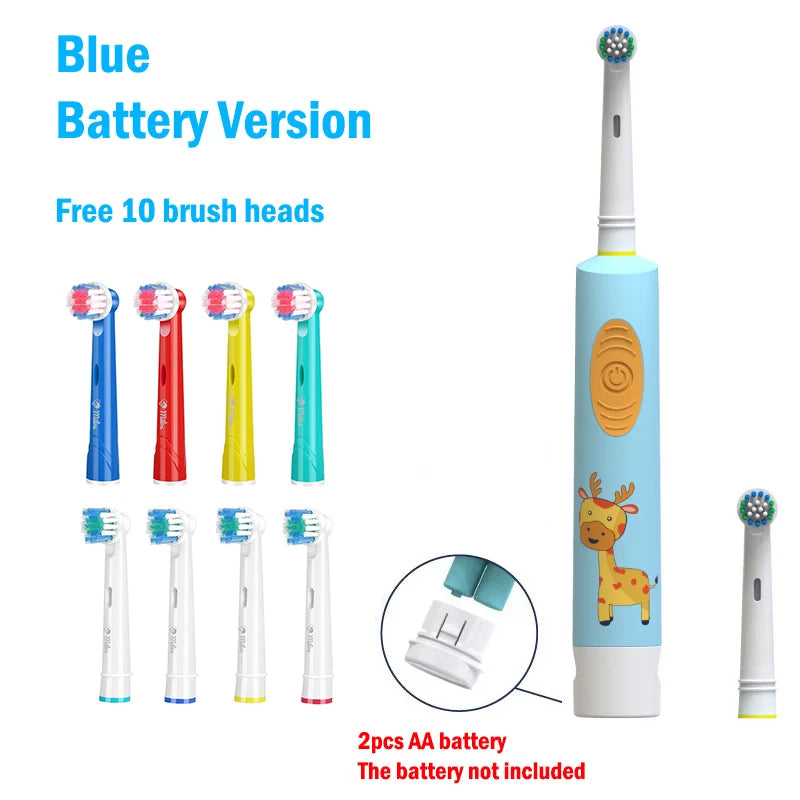 Kids Electric Toothbrush Soft Bristle Colorful Cartoon Rounded Vibrate Heads Teeth Brush Gum Care Battery Power 3-15 Years Old