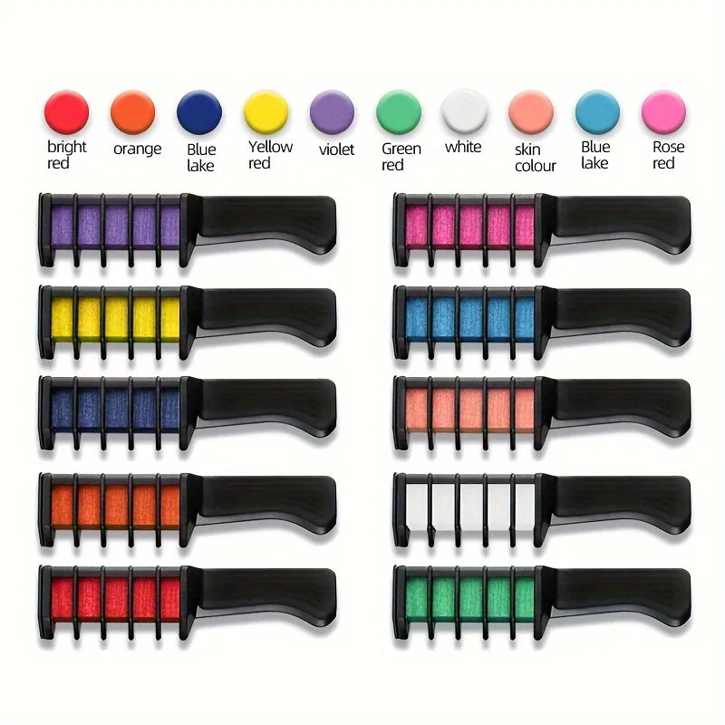 6/10PC Children S Hair Dye Comb Toy Set Girls Makeup Pretend Play Disposable Multi Color Hair Dye Outfit Role Playing Prop Set