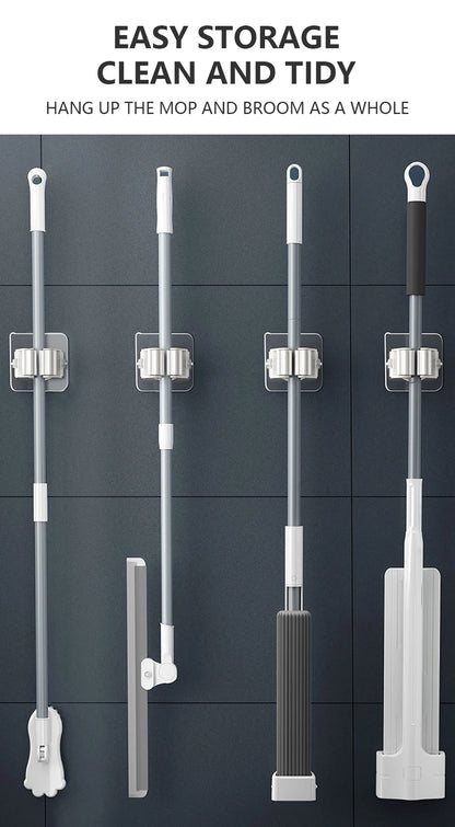 Multi-Purpose Strong Adhesive Wall Hooks – Mop & Broom Hanger
