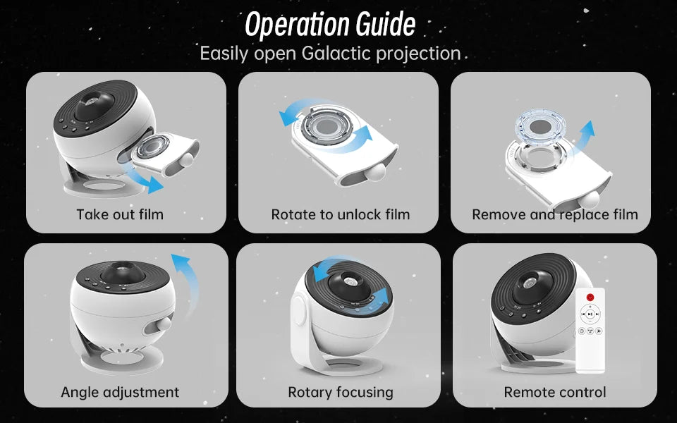 Galaxy Star Projector Night Light with Bluetooth & Wireless Remote Control