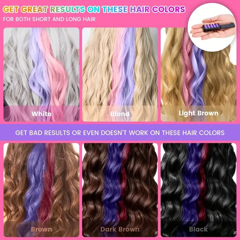 6/10PC Children S Hair Dye Comb Toy Set Girls Makeup Pretend Play Disposable Multi Color Hair Dye Outfit Role Playing Prop Set