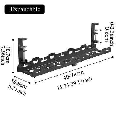 Telescopic Under-Desk Cable Management Tray – Metal Wire Organizer