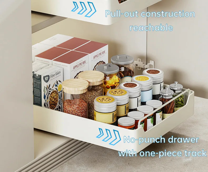 Kitchen Storage metal holdetr with Slide Rails Pull-out Drawer Storage Tray Spice Storage Rack Cabinets Organizer