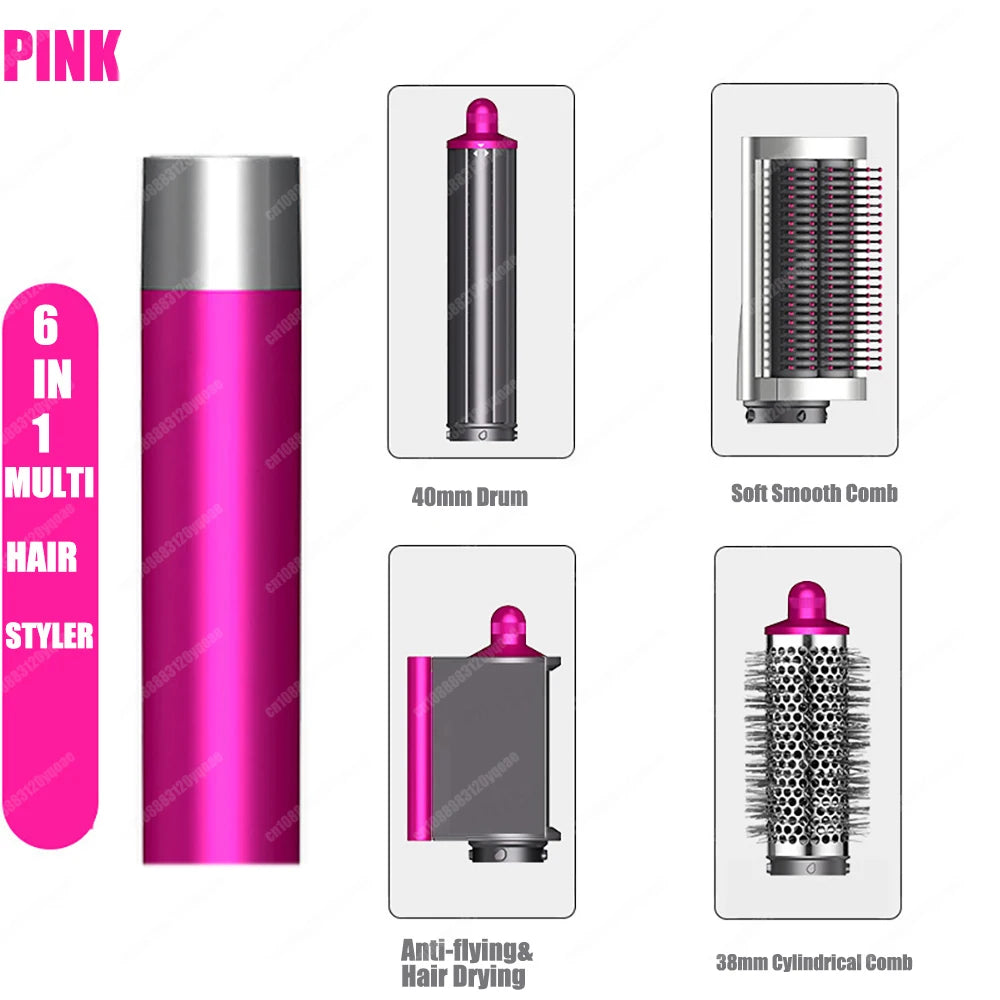 Hot Air Brush Auto-Curling 6 in1 Professional Multi Hair Styler Wrap Iron Straightener Hair Brush Curly Hair Dryer With Nozzles