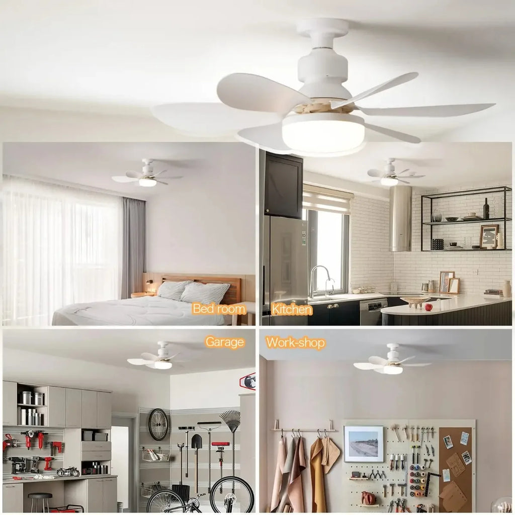 30W White Multifunctional Flower Shaped Ceiling Fan Light with Remote Dimming Function Suitable for Living Room Study ＆ Home Use