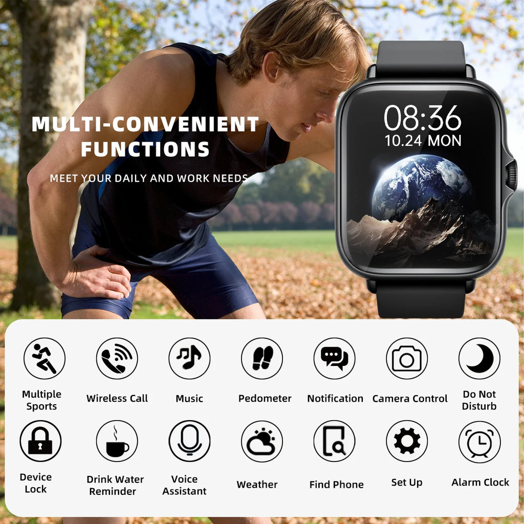 1.83'' Waterproof Smart Watch with Message Answer Call Sleep Monitoring Sports Pedometer Information Alerts For iPhone Android