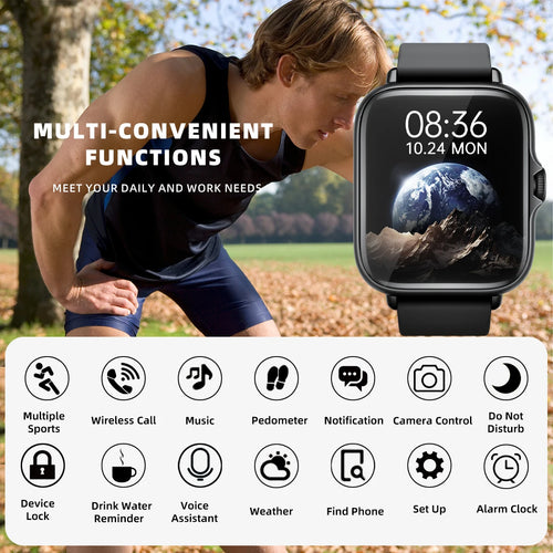 1.83'' Waterproof Smart Watch with Message Answer Call Sleep Monitoring Sports Pedometer Information Alerts For iPhone Android
