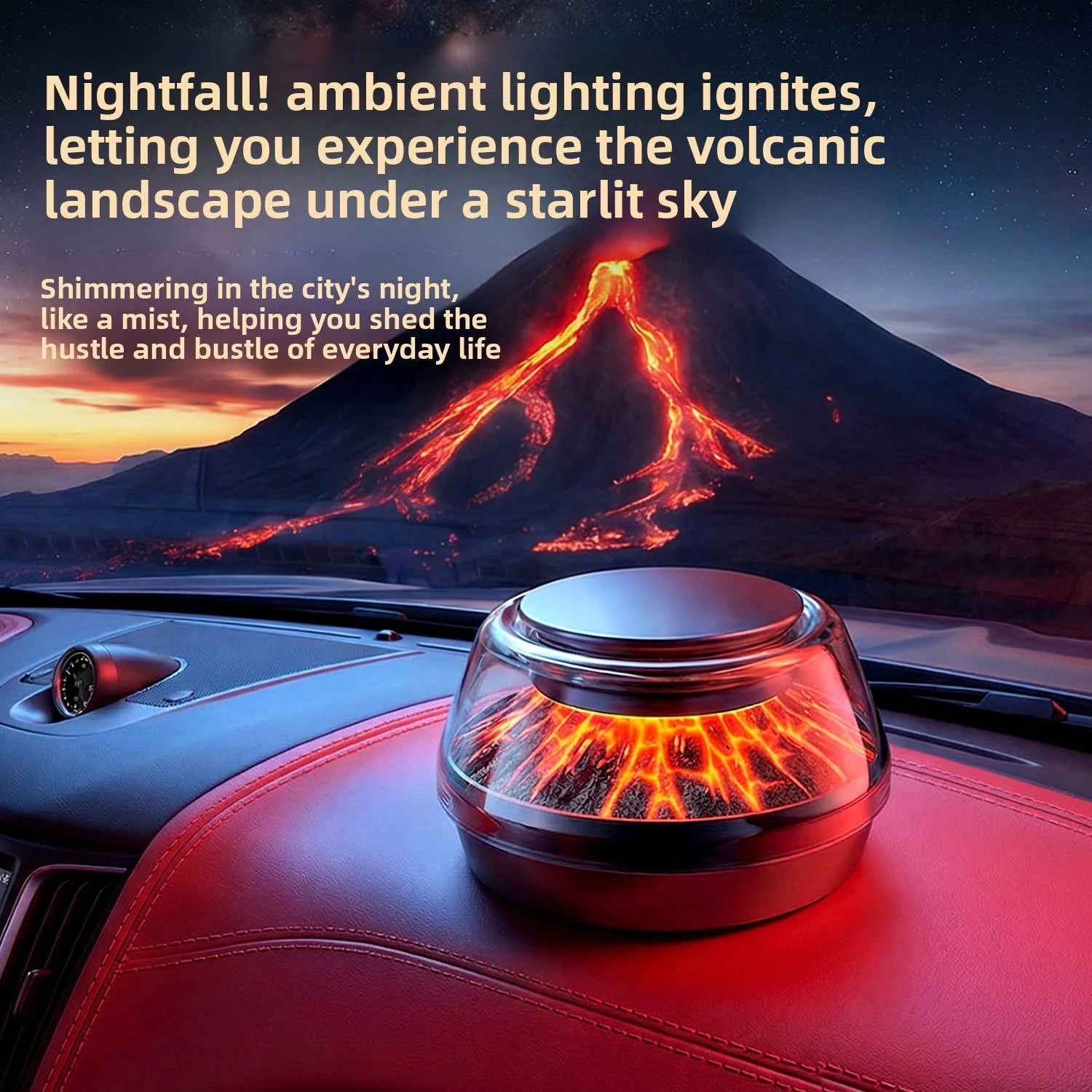 360° View Mirror Mount Volcanic Iceberg Car Diffuser - Air Purifying, Solar Powered, Forest & Floral Scents, Elegant Auto Decor