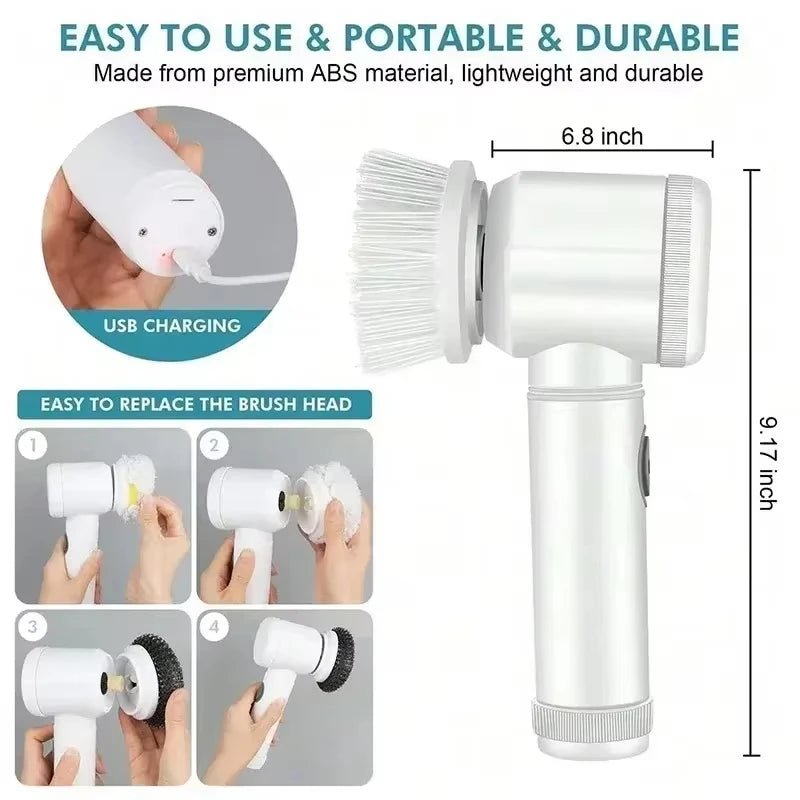 Spin Scrubber Electric Rechargeable with 5-in-1 Brush Heads