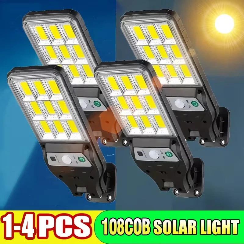Solar Lights Outdoor 3 Modes 108COB Waterproof Street Lamp