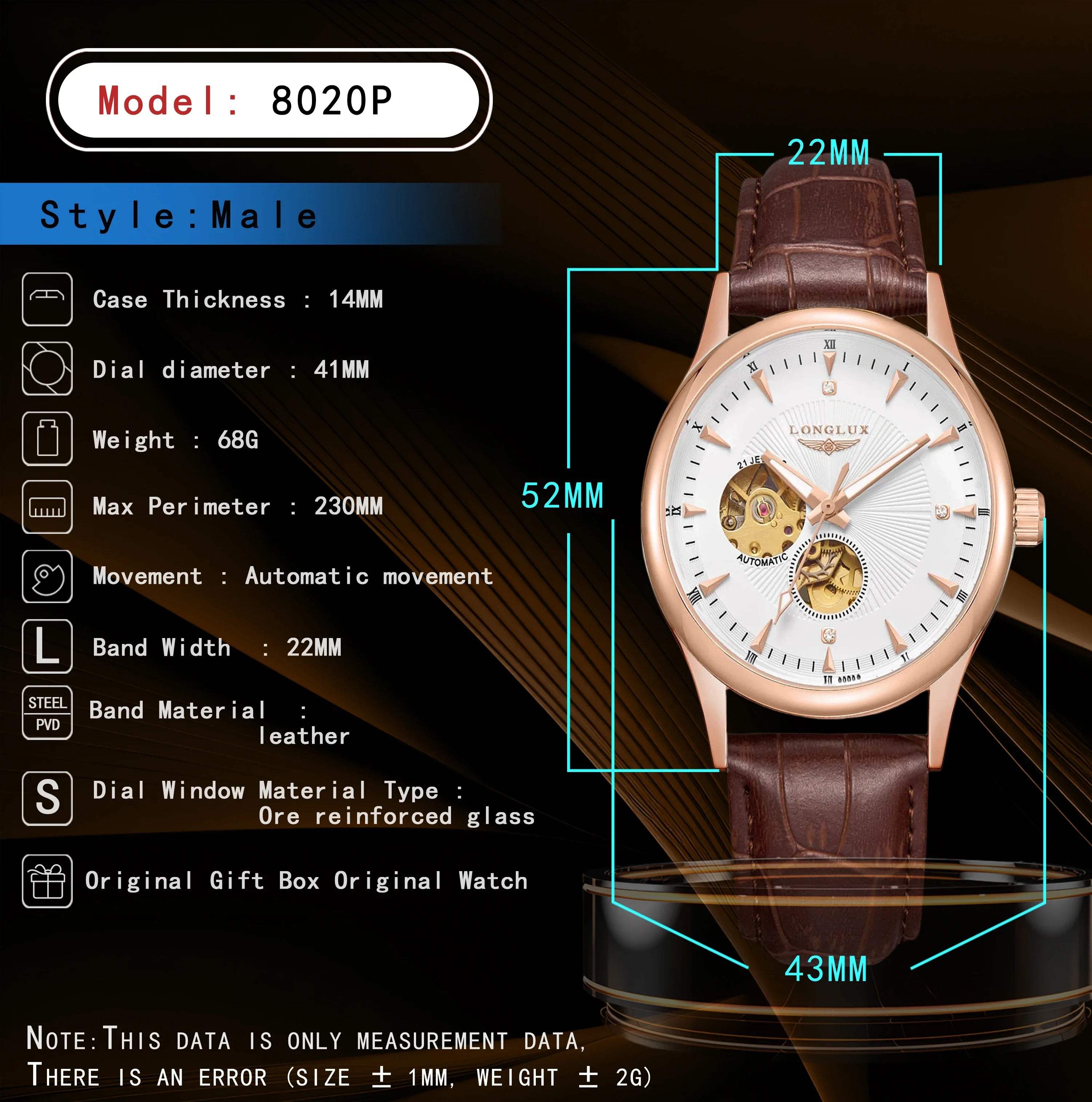 Watch Elegant Style Waterproof Mens Watch Men Gift