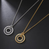 Luen Letter Circle Pendant Men's Necklace