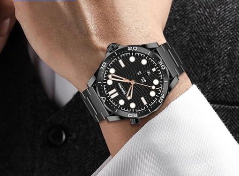 Haino Teko RW-48 Smart Watch © Mens Watches Luxury Quartz Blue Watch Full Steel Men